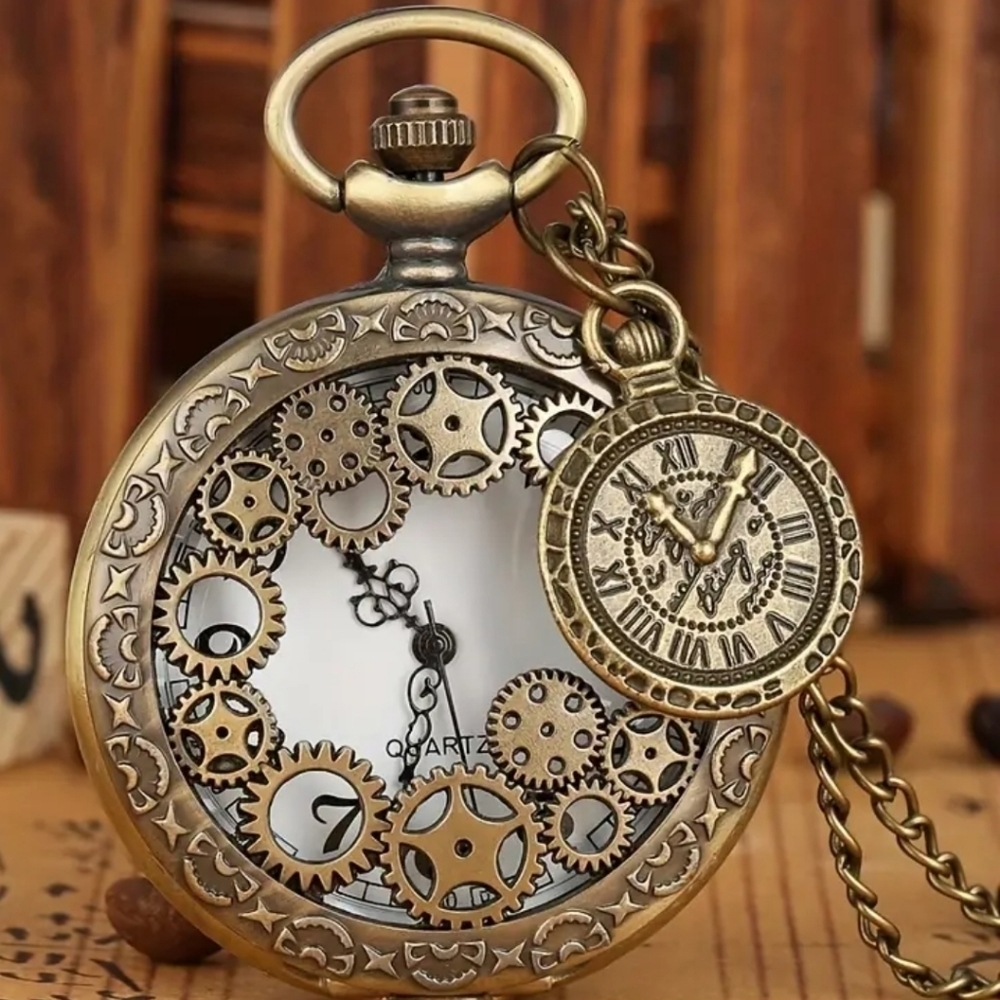 Steampunk Pocket Watch | Analog Vintage-Style Art Deco